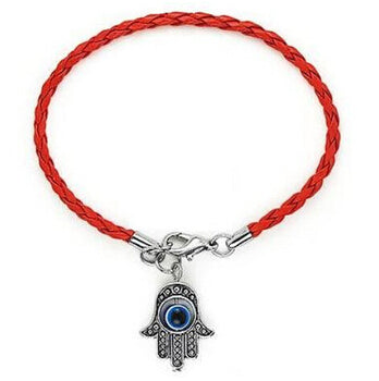 Evil Eye Bracelet Leather with Assorted Charms